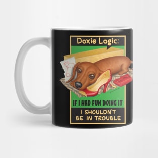 Dachshund with chewed items Mug